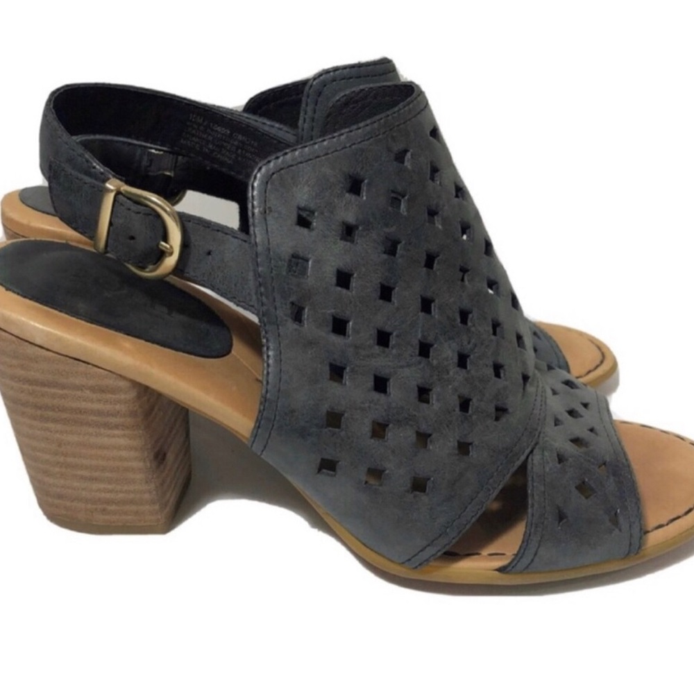 Born leather peep toe block heels. Size 10.